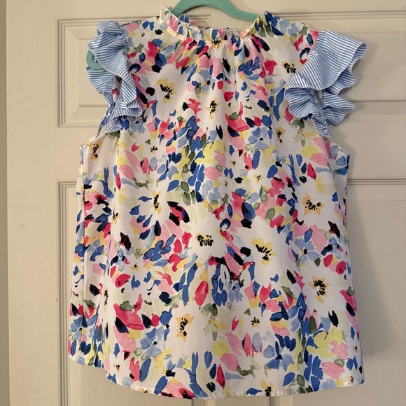 Breeyaza Floral Print Ruffle sleeved summer blouse XL (12) - Picture 2 of 4